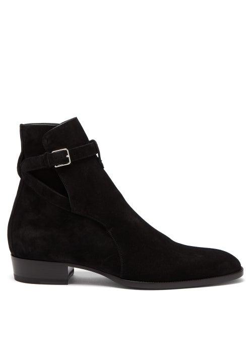 Matchesfashion.com Saint Laurent - Wyatt Suede Jodhpur Boots - Mens - Black