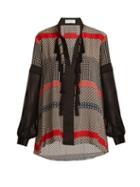 Matchesfashion.com Amanda Wakeley - Geometric Print Silk Crepe De Chine Blouse - Womens - Red Multi