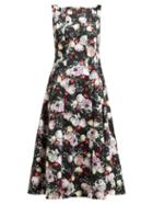 Matchesfashion.com Erdem - Kinsey Floral Print Crepe Midi Dress - Womens - Black Print