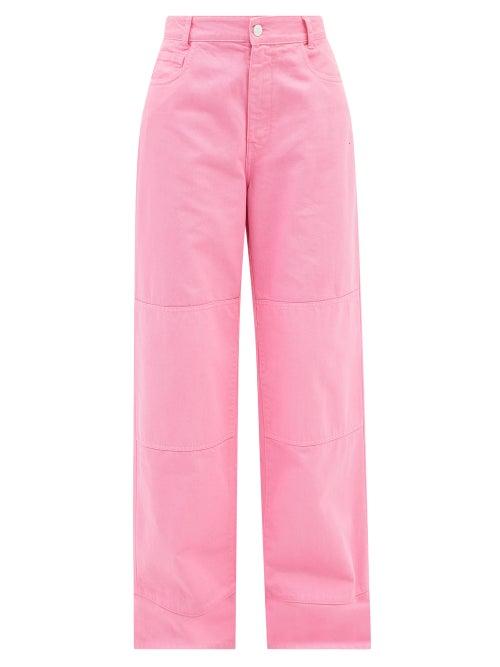 Raf Simons - Logo-patch Panelled Straight-leg Jeans - Womens - Pink