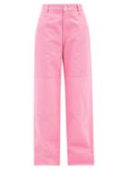 Raf Simons - Logo-patch Panelled Straight-leg Jeans - Womens - Pink