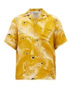 Matchesfashion.com Nipoaloha - Hundred Gold Snapper Print Silk Shirt - Mens - Yellow Multi