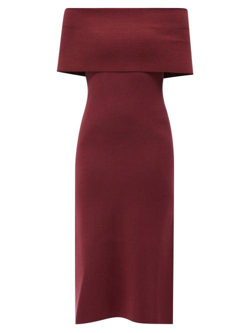 Altuzarra - Jill Off-the-shoulder Knitted Midi Dress - Womens - Burgundy