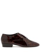 Matchesfashion.com Saint Laurent - Leon Patent Leather Derby Shoes - Mens - Black Brown