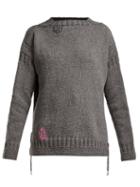 Matchesfashion.com La Fetiche - Louise Darning Detail Wool Sweater - Womens - Black Multi