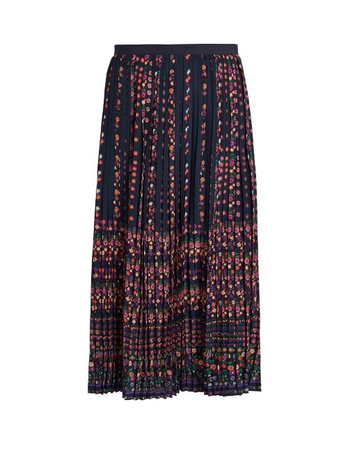 Vanessa Bruno Frederique Floral-print Pleated Crepe Skirt