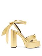 Matchesfashion.com Saint Laurent - Bianca Metallic-leather Platform Sandals - Womens - Gold