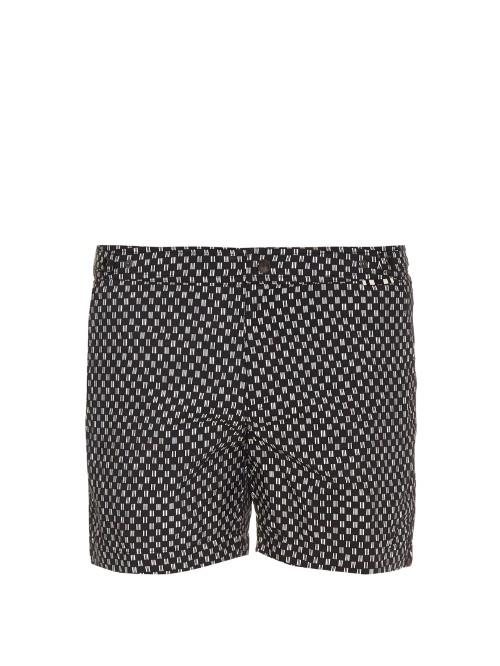 Dan Ward Geometric-print Solid Swim Shorts