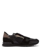 Matchesfashion.com Valentino - Rockstud Runner Camo Leather And Canvas Trainers - Mens - Black