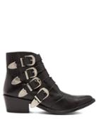 Matchesfashion.com Toga - Buckle Leather Ankle Boots - Womens - Black