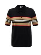 Matchesfashion.com Burberry - Foxford Icon-stripe Merino-wool Knitted Polo Shirt - Mens - Black