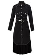 Matchesfashion.com Thebe Magugu - Belted Topstitched Crepe Dress - Womens - Black