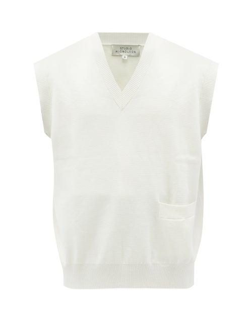 Studio Nicholson - Foss V-neck Knit Sweater Vest - Mens - Cream