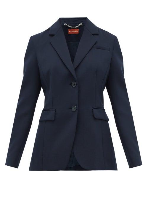 Matchesfashion.com Altuzarra - Fenice Single-breasted Wool-blend Blazer - Womens - Navy