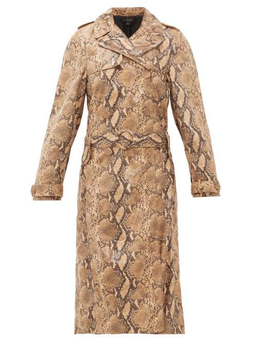 Matchesfashion.com Ellery - Spectrum Faux Snakeskin Trench Coat - Womens - Beige