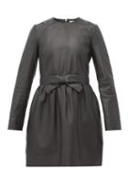 Matchesfashion.com Redvalentino - Bow Waist Leather Mini Dress - Womens - Black