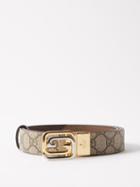 Gucci - Gg-buckle Faux-leather Belt - Mens - Beige Multi