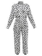 Matchesfashion.com Norma Kamali - Watercolour Polka Dot Jersey Jumpsuit - Womens - White Black