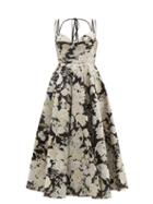 Erdem - Rea Floral-jacquard Midi Dress - Womens - Black Multi