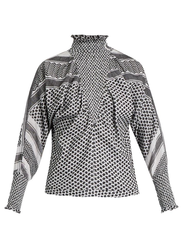 Cecilie Copenhagen High-neck Scarf-jacquard Cotton Top
