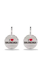 Balenciaga - I Love Balenciaga-logo Earrings - Womens - Silver