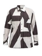 Matchesfashion.com Issey Miyake Men - Pleated Geometric-print Twill Shirt - Mens - White Black