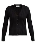 Matchesfashion.com Allude - Ribbed Cotton Blend Cardigan - Womens - Black