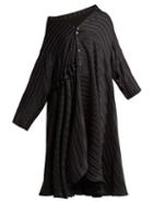 Matchesfashion.com Palmer//harding - Jasmine Asymmetric Striped Jacquard Shirt Dress - Womens - Navy