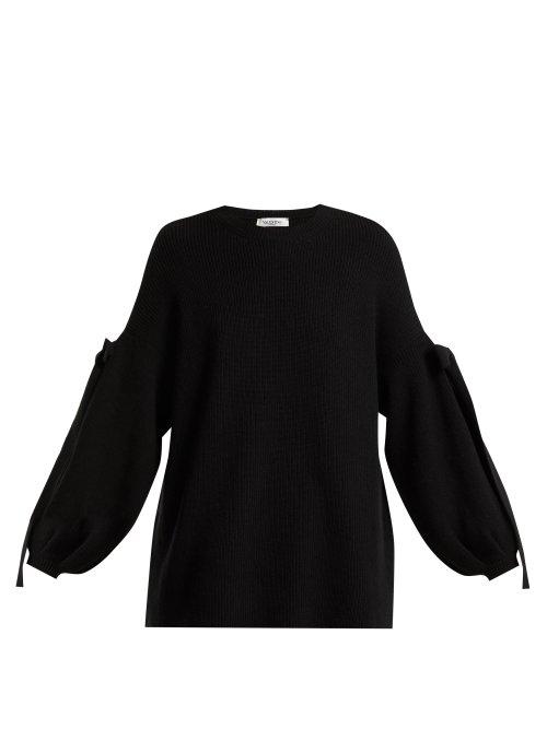 Matchesfashion.com Valentino - Bow Detail Wool And Cashmere Blend Sweater - Womens - Black