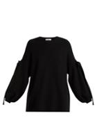 Matchesfashion.com Valentino - Bow Detail Wool And Cashmere Blend Sweater - Womens - Black