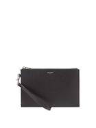 Saint Laurent - Foiled-logo Pebbled-leather Pouch - Mens - Black