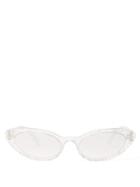 Matchesfashion.com Miu Miu - Glitter Acetate Cat Eye Sunglasses - Womens - White