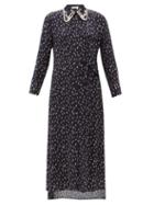 Ladies Rtw Chlo - Tulip-print Crepe Shirt Dress - Womens - Navy