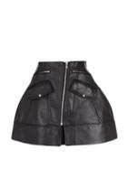Simone Rocha - A-line Leather Mini Skirt - Womens - Black