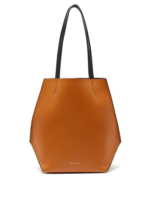 Matchesfashion.com Marni - Tangram Small Leather Shopping Bag - Womens - Tan Multi