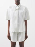 Deiji Studios - Asymmetric Striped Organic-cotton Shirt - Womens - White Stripe