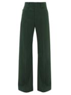 Chlo - High-rise Grain De Poudre Wide-leg Trousers - Womens - Green