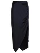 Matchesfashion.com Peter Pilotto - Asymmetric Ruched Satin Skirt - Womens - Navy