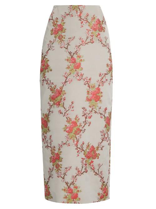 Brock Collection Snow Blossom-jacquard Pencil Skirt