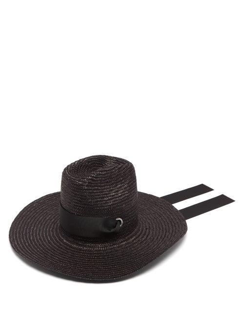 Thebe Magugu - Shepherds Neck-tie Straw Hat - Womens - Black
