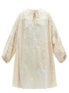 Matchesfashion.com By Walid - Abigail Lace-patchwork Cotton-poplin Tunic Top - Womens - Beige