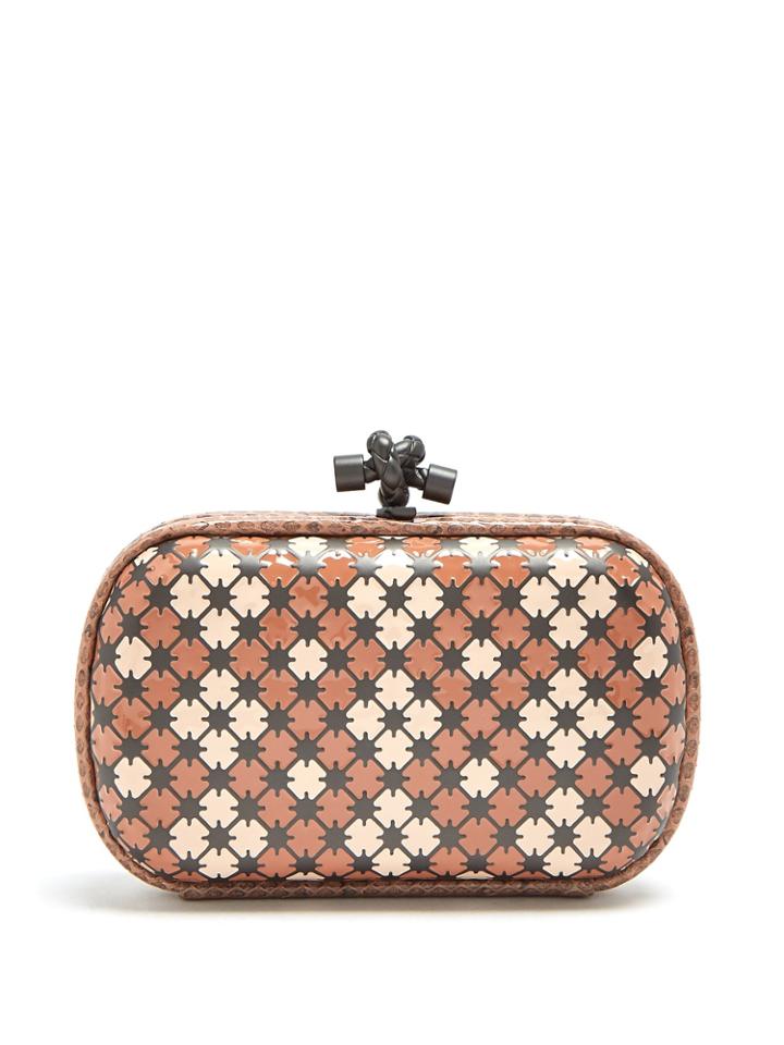 Bottega Veneta Knot Watersnake-trimmed Clutch