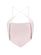 16arlington - Esteli Crossover-strap Satin Corset Top - Womens - Light Pink