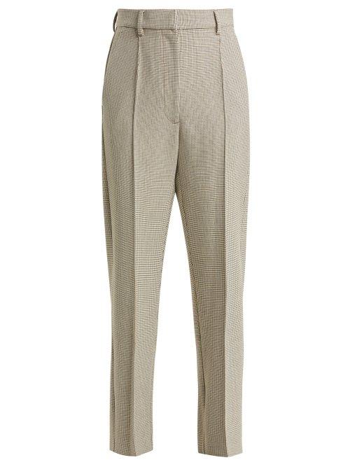 Matchesfashion.com Mm6 Maison Margiela - Checked Wool Blend Trousers - Womens - Beige Multi