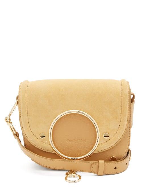 Matchesfashion.com See By Chlo - Mara Small Suede And Leather Cross-body Bag - Womens - Cream