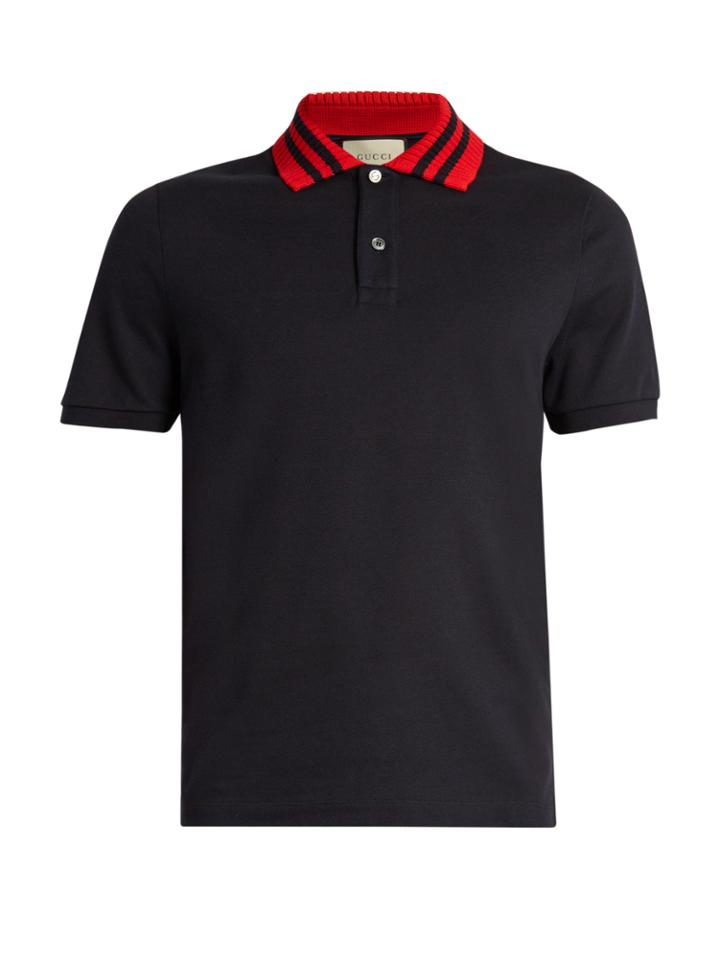 Gucci Contrast-collar Cotton-blend Polo Shirt