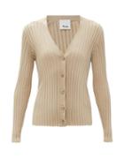 Matchesfashion.com Allude - V-neck Ribbed Cotton-blend Cardigan - Womens - Beige