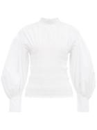 Matchesfashion.com Ganni - Smocked Cotton Blouse - Womens - White