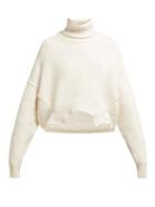 Matchesfashion.com Golden Goose Deluxe Brand - Oversized Roll Neck Cotton And Wool Blend Sweater - Womens - White