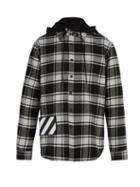Matchesfashion.com Off-white - Checked Cotton Blend Hooded Shirt - Mens - Grey